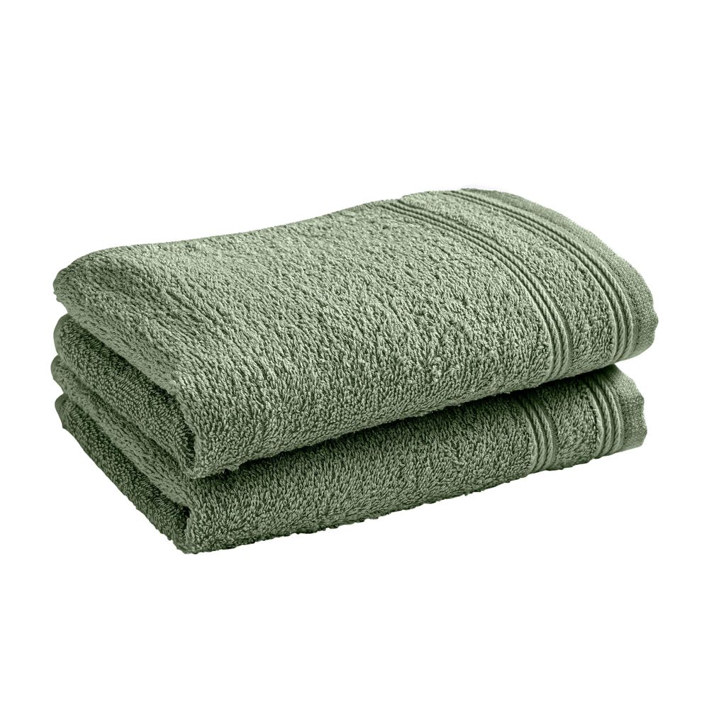 Bath towels - Set of 2 100% Cotton Terry Guest Towels "Spa" 30 x 50 cm Rosemary - COTON PUR