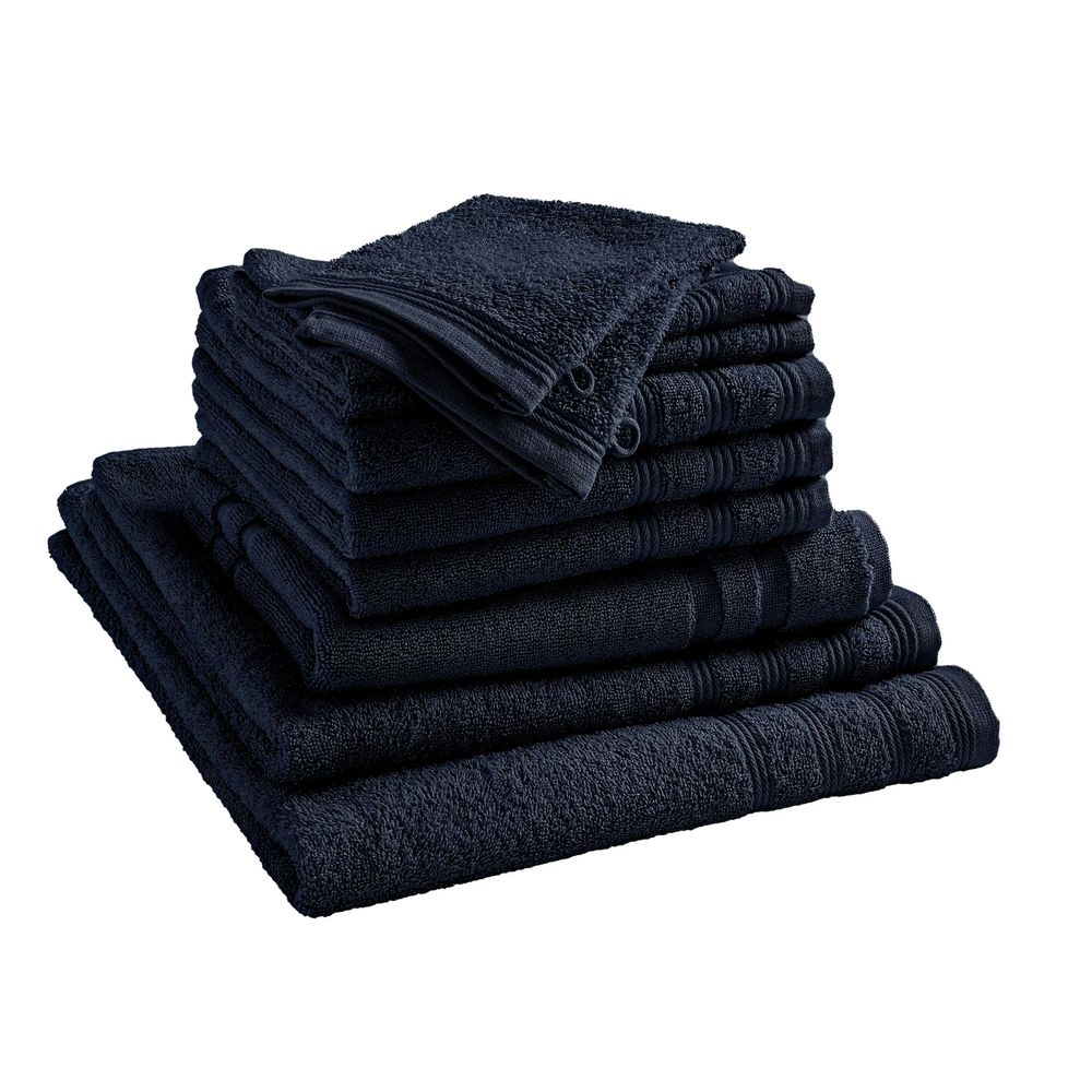 Autres linges de bain - Pack Éponge 10 Pièces "Spa" 100% Coton Bleu Nuit - COTON PUR