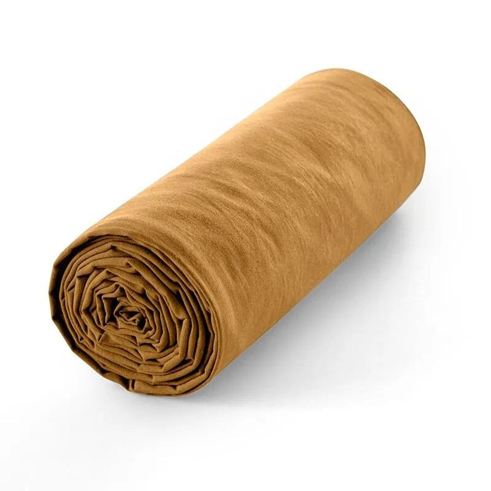 Bed linens - Fitted Sheets 180 x 200 cm + 30 cm Honey - COTON PUR