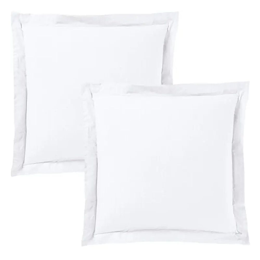 Linge de lit - Taie d'oreiller 100% Coton Volant plat piqué 63 x 63 cm Neige - COTON PUR