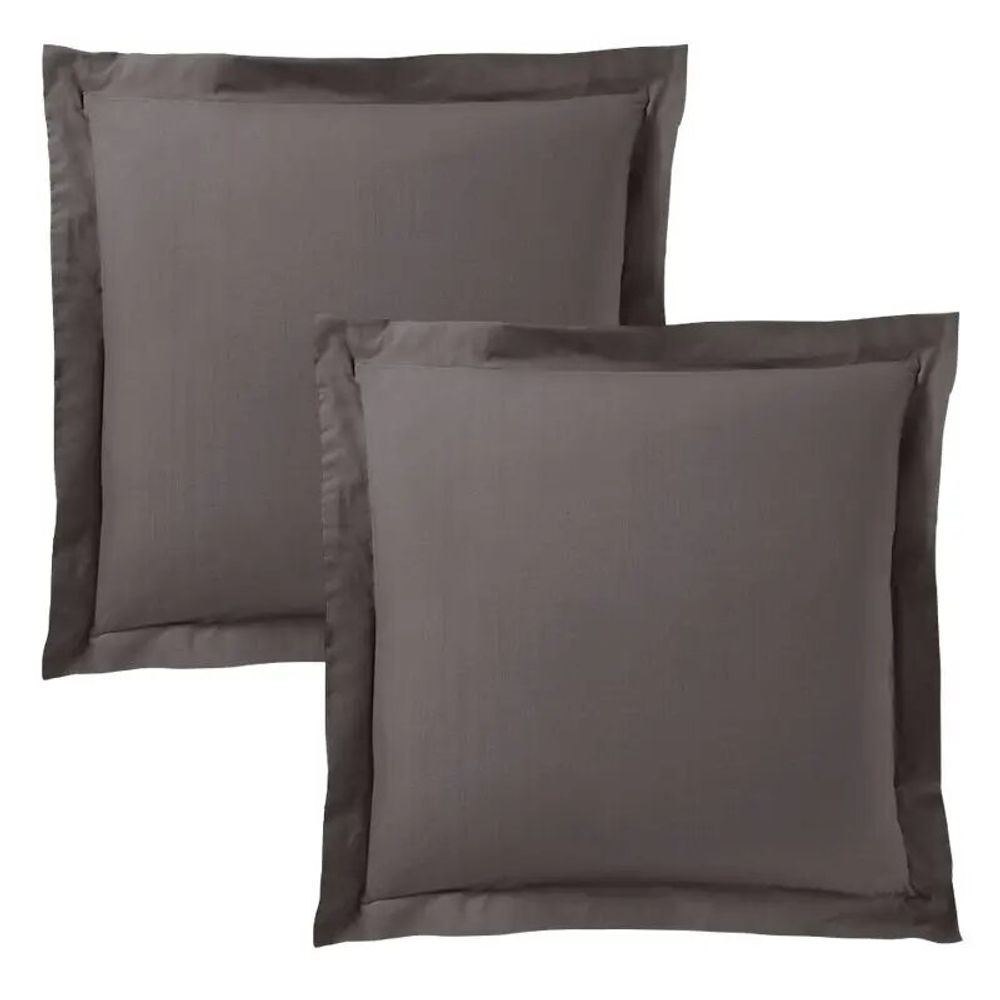 Linge de lit - Taie d'oreiller 100% Coton Volant plat piqué 63 x 63 cm Ardoise - COTON PUR