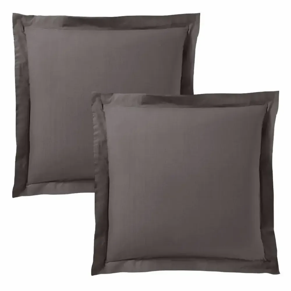 Bed linens - Pillowcase 100% Cotton Volant flat piqué 63 x 63 cm Slate - COTON PUR