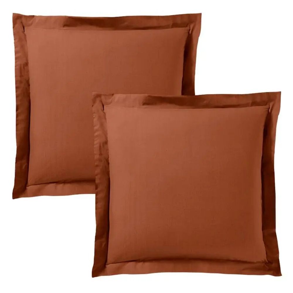 Linge de lit - Taie d'oreiller 100% Coton Volant plat piqué 63 x 63 cm Paprika - COTON PUR