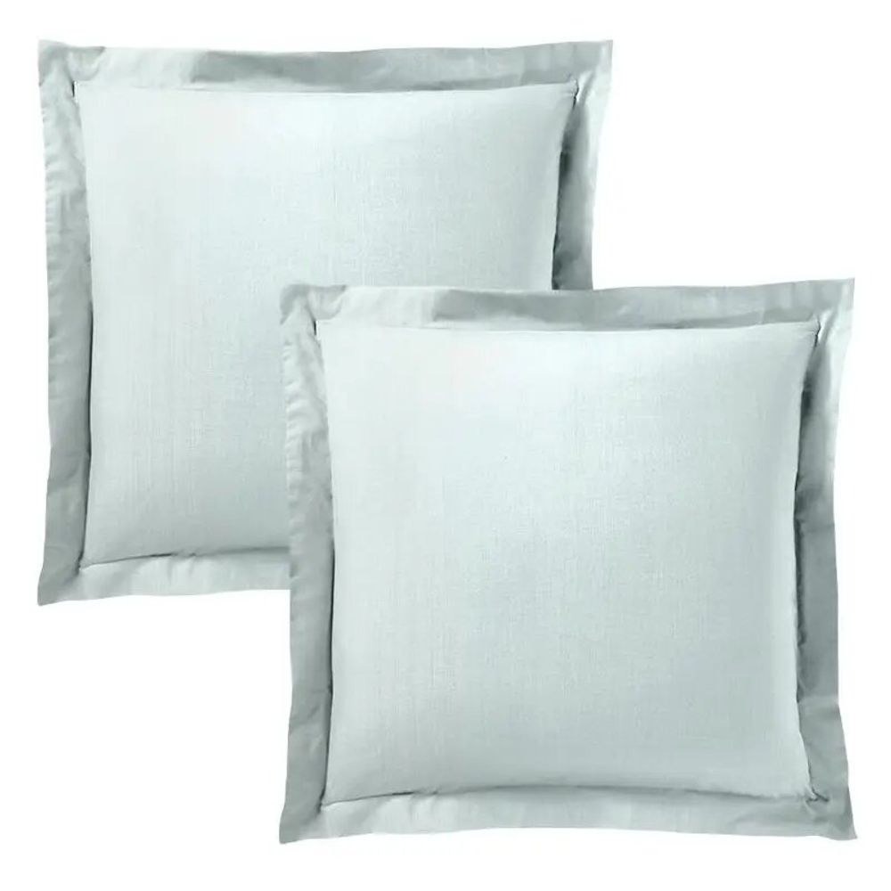 Bed linens - 100% Cotton Pillowcase Flat Ruffle Quilted 63 x 63 cm Mint - COTON PUR