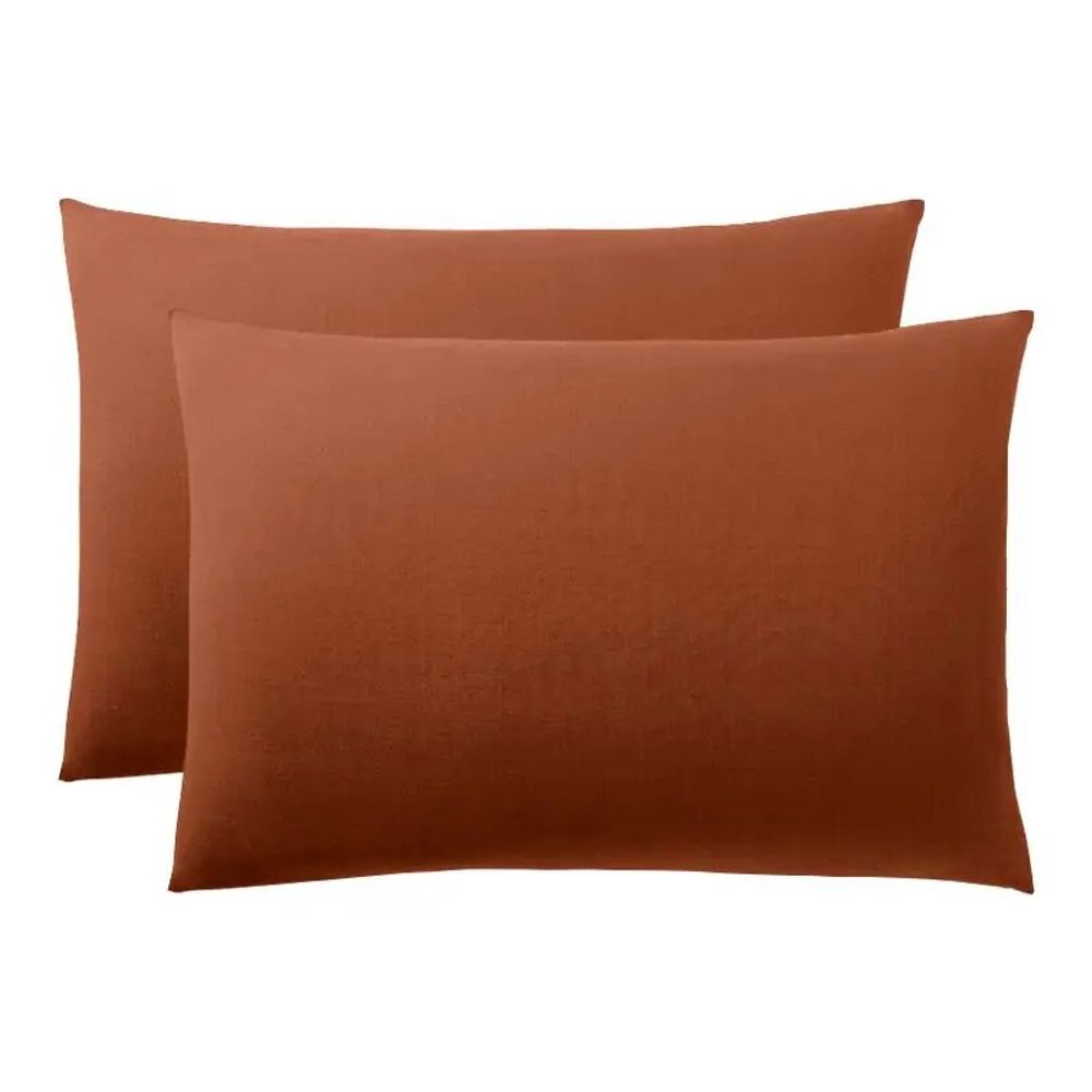 Bed linens - 100% Cotton Pillowcase 50 x 70 cm Paprika - COTON PUR