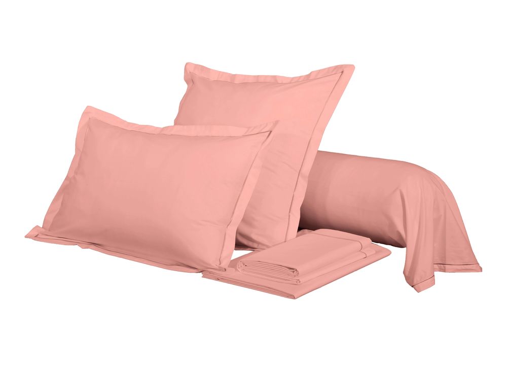 Linge de lit - Taie de traversin Percale 45 x 185 cm Pur Coton Peigné Longues Fibres 80 Fils/cm² Rose Poudré - COTON PUR
