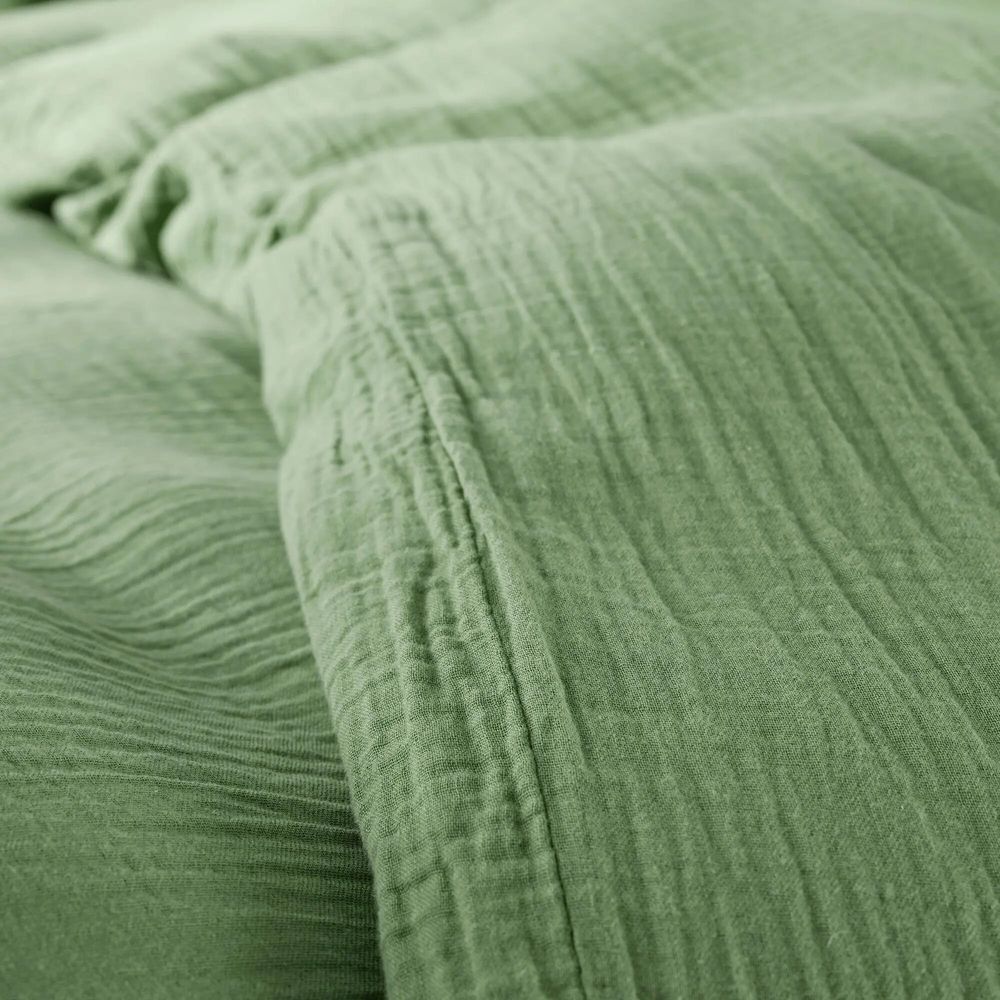Bed linens - Cotton Gauze Duvet Set 140 x 200 cm + 1 Pillowcase 65 x 65 cm Olive - COTON PUR