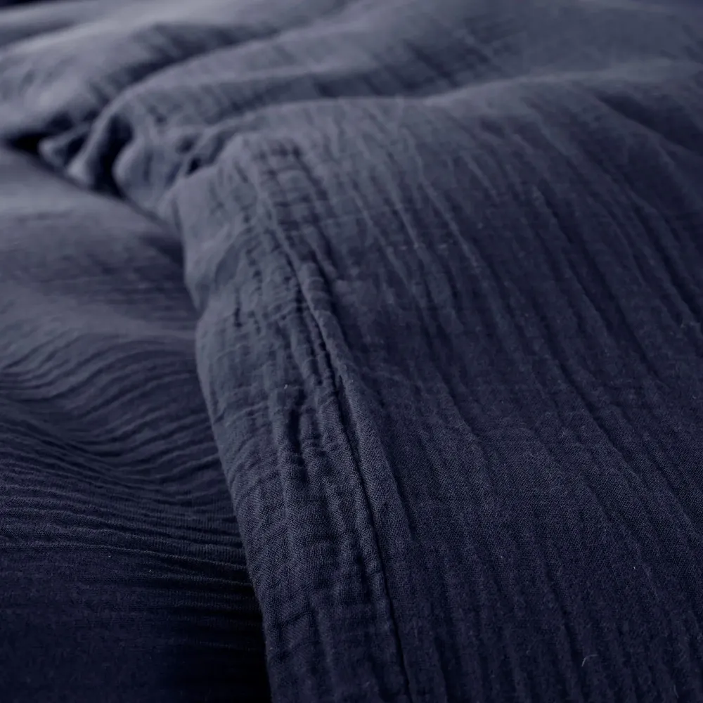 Bed linens - Cotton Gauze Duvet Set 240 x 220 cm + 2 Pillowcases 65 x 65 cm Midnight Blue - COTON PUR