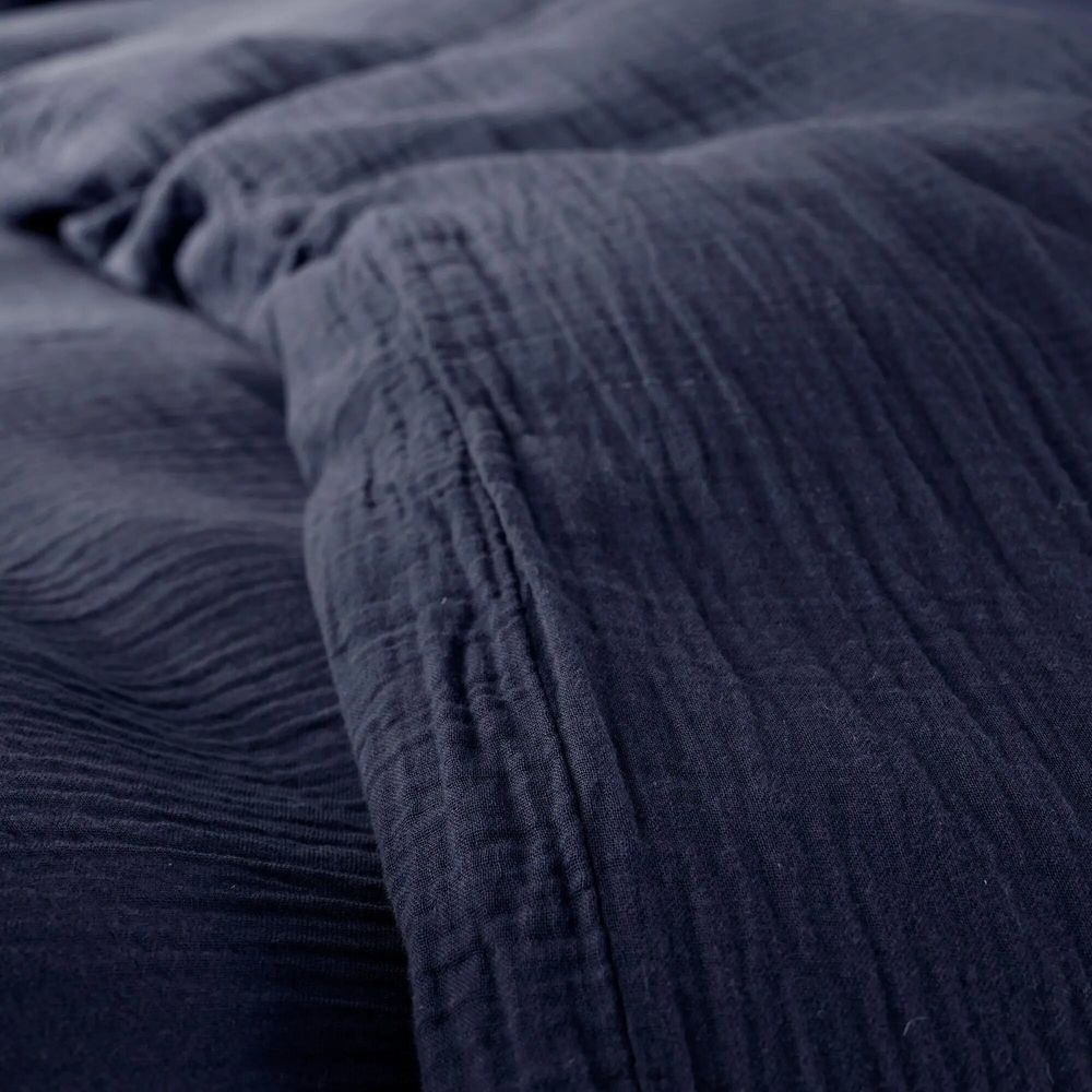 Bed linens - Cotton Gauze Duvet Set 240 x 220 cm + 2 Pillowcases 65 x 65 cm Midnight Blue - COTON PUR