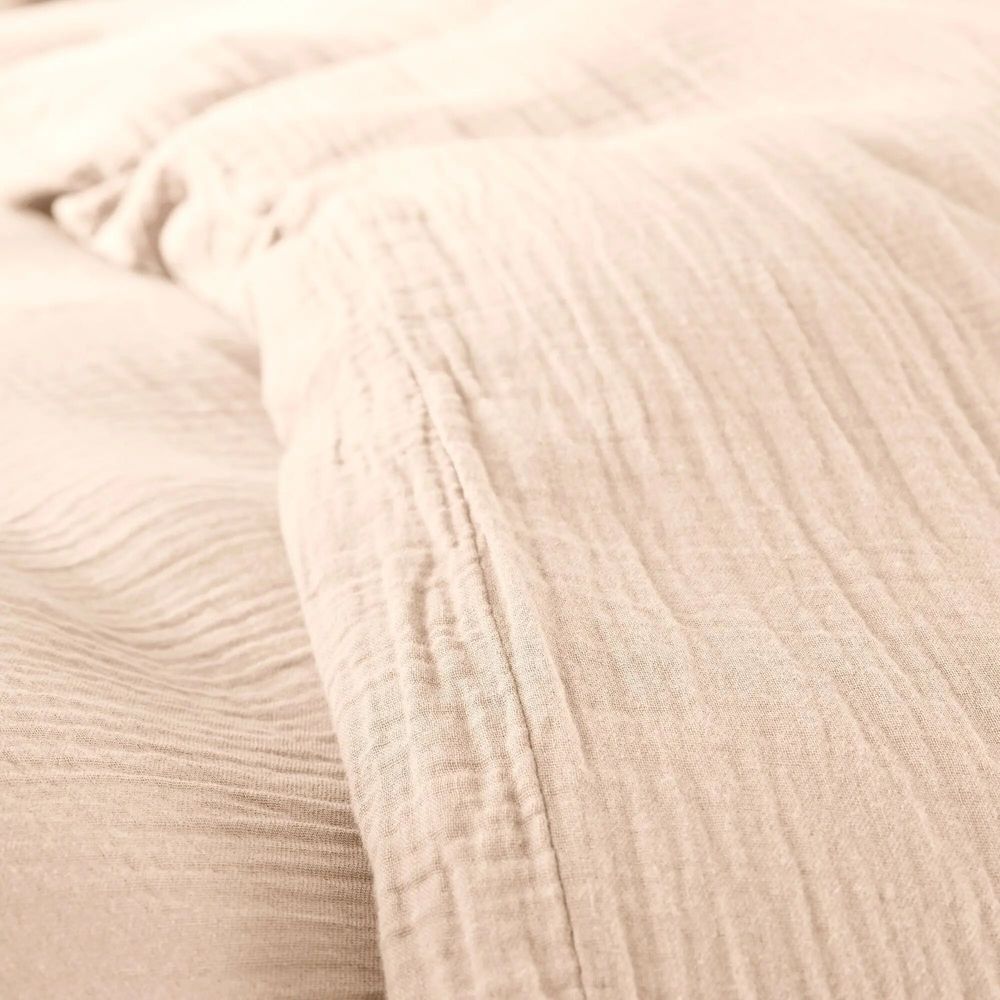Linge de lit - Parure de Couette Gaze de Coton 260 x 240 cm + 2 Taies d'oreiller 65 x 65 cm Naturel - COTON PUR