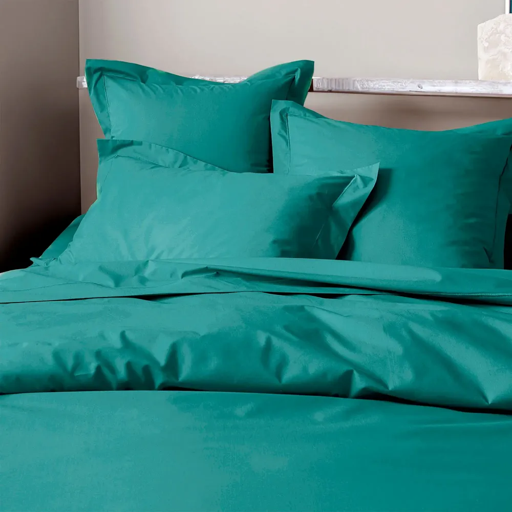Linge de lit - Housse de couette Percale 140 x 200 cm Pur Coton Peigné Longues Fibres 80 Fils/cm² Paon - COTON PUR