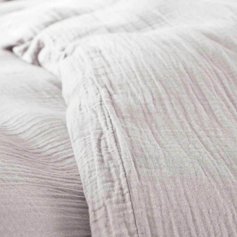 Linge de lit - Pack Housse de couette Complet 4 Pièces Gaze de Coton 240 x 220 cm Dh 160 Perle - COTON PUR