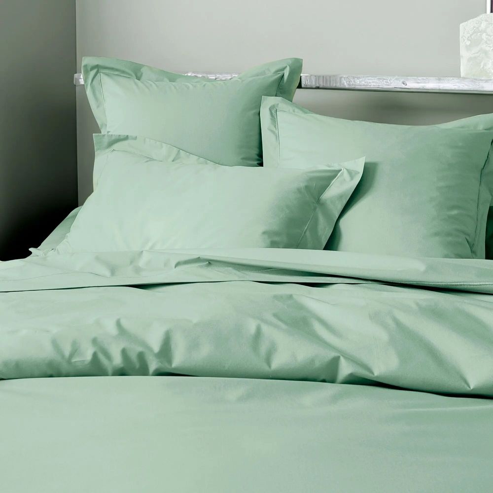 Bed linens - Percale Duvet Cover 260 x 240 cm Pure Combed Long Fiber Cotton 80 Threads/cm² Celadon - COTON PUR