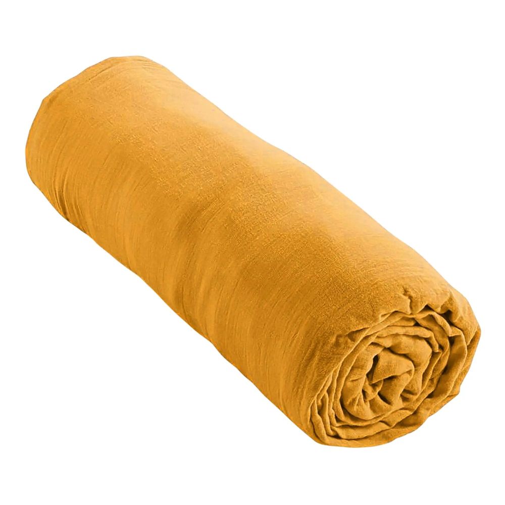 Bed linens - Cotton Gauze Fitted Sheet 140 x 190 cm Curry - COTON PUR