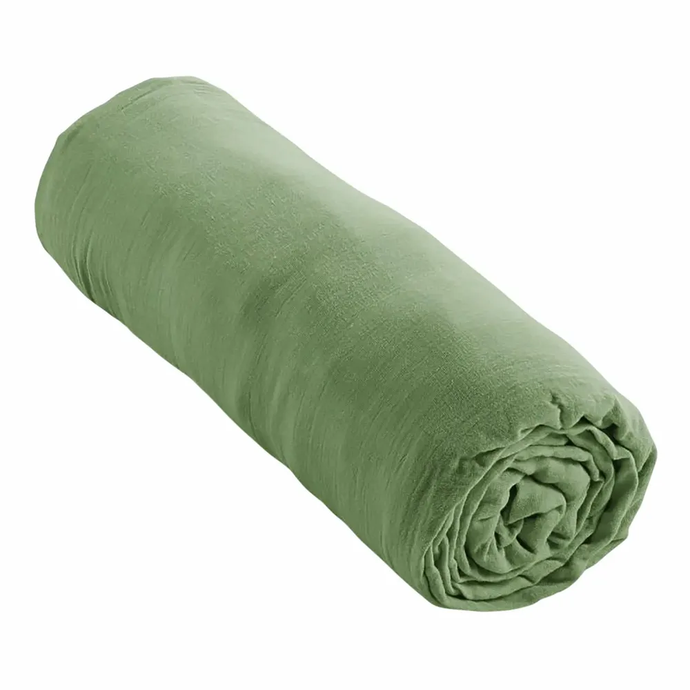 Bed linens - Cotton Gauze Fitted Sheet 160 x 200 cm Olive - COTON PUR