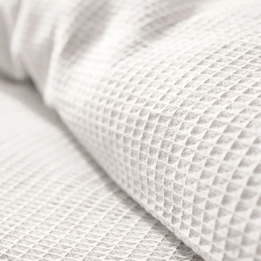 Linge de lit - Parure de couette 240x220cm + 2 taies d'oreiller 65X65cm nid d'abeille Neige - COTON PUR