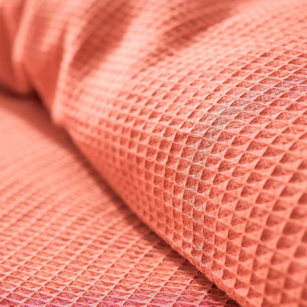 Linge de lit - Parure de couette 240x220cm + 2 taies d'oreiller 65X65cm nid d'abeille Blush - COTON PUR