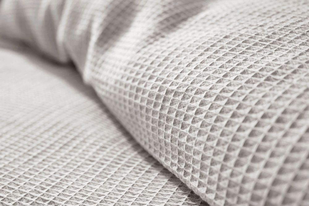 Bed linens - Duvet set 260x240cm + 2 pillowcases 65X65cm honeycomb Pearl - COTON PUR