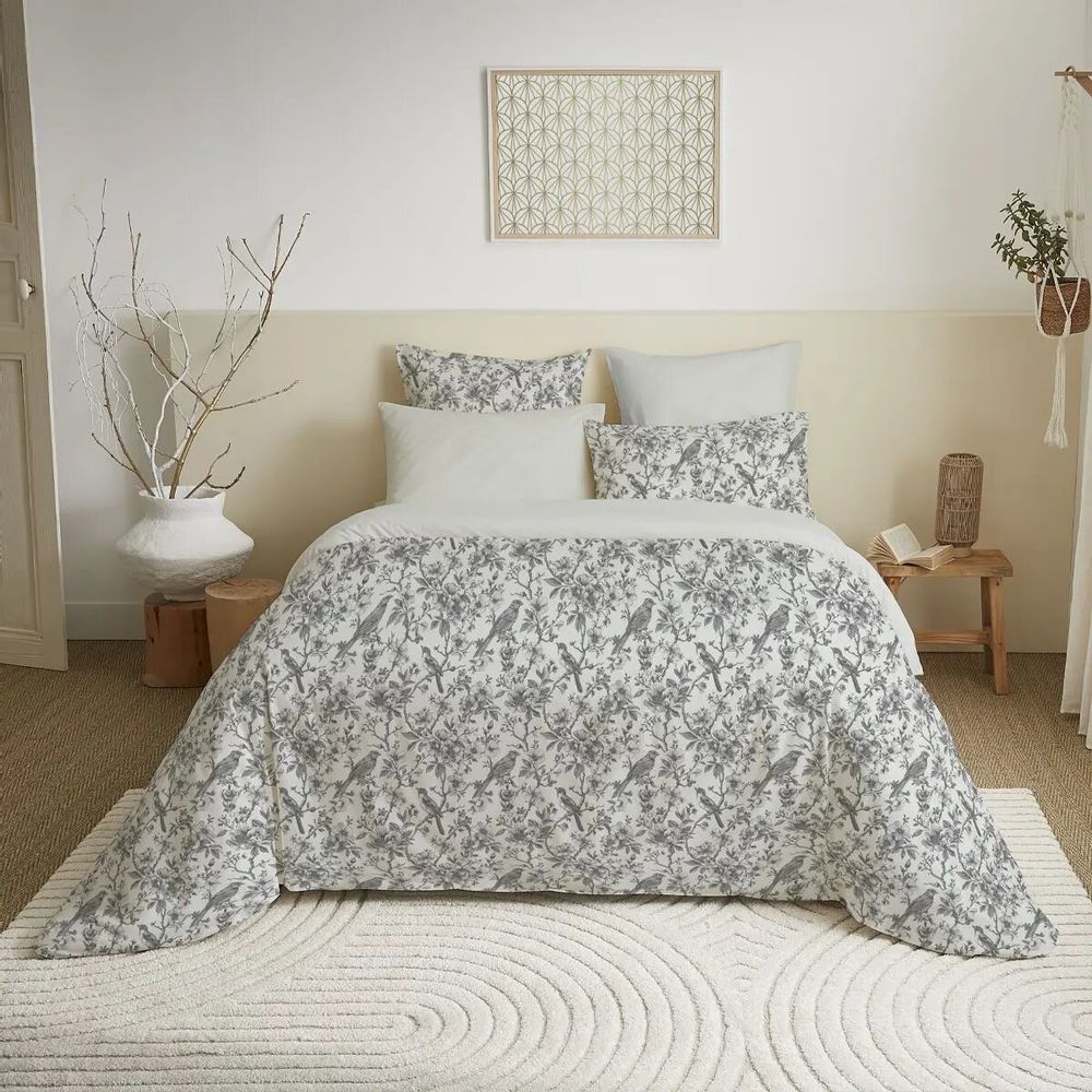 Linge de lit - Pack Complet Housse de couette Imprimé 220 x 240 cm - Drap housse 160 x 200 cm - 100% Coton 57 Fils - COTON PUR