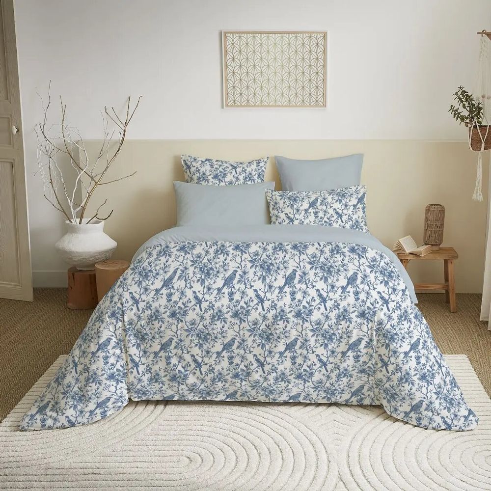 Linge de lit - Pack Complet Housse de couette Imprimé 220 x 240 cm - Drap housse 160 x 200 cm - 100% Coton 57 Fils - COTON PUR