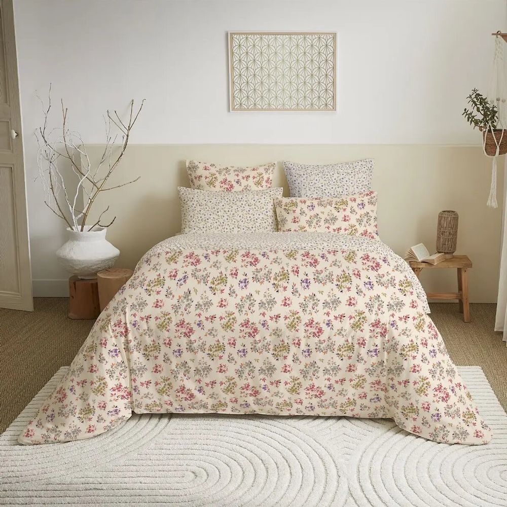 Bed linens - Complete Pack Printed Duvet Cover 220 x 240 cm - Fitted Sheet 160 x 200 cm - 100% Cotton 57 Threads - COTON PUR