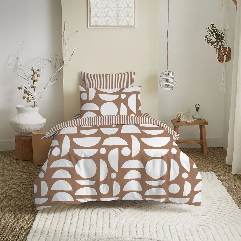 Bed linens - Complete Pack Printed Duvet Cover 140 x 200 cm - Fitted Sheet 90 x 190 cm - 100% Cotton 57 Threads - COTON PUR
