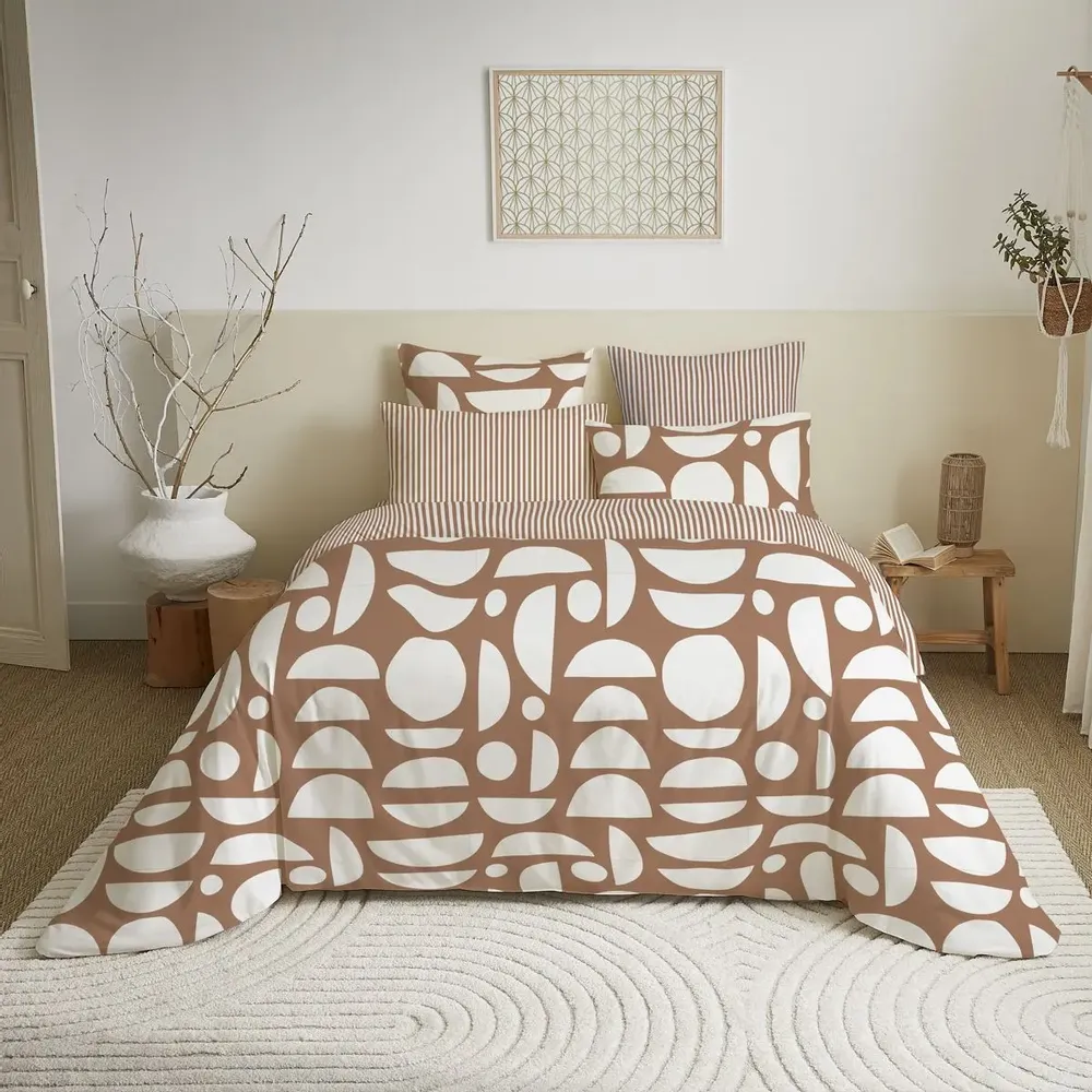 Bed linens - Complete Pack Printed Duvet Cover 220 x 240 cm - Fitted Sheet 160 x 200 cm - 100% Cotton 57 Thread Count - COTON PUR