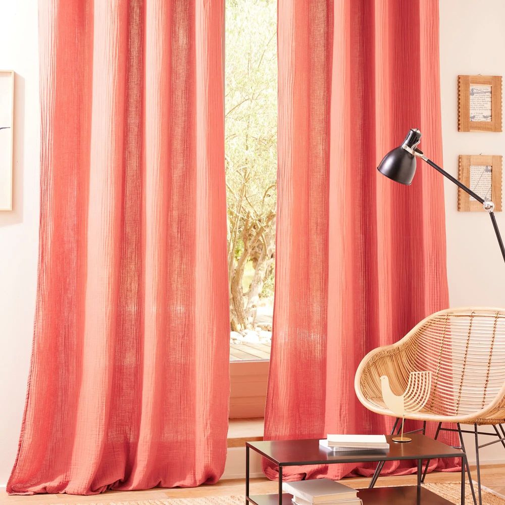 Rideaux et voilages - Paire de Rideaux 140 x 260 cm Gaze de Coton Blush - COTON PUR