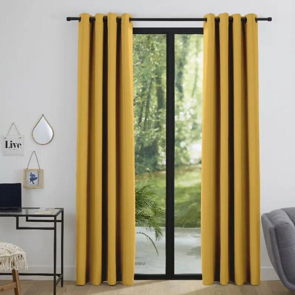 Rideaux et voilages - Rideau Occultant 140 x 260 cm Miel - COTON PUR