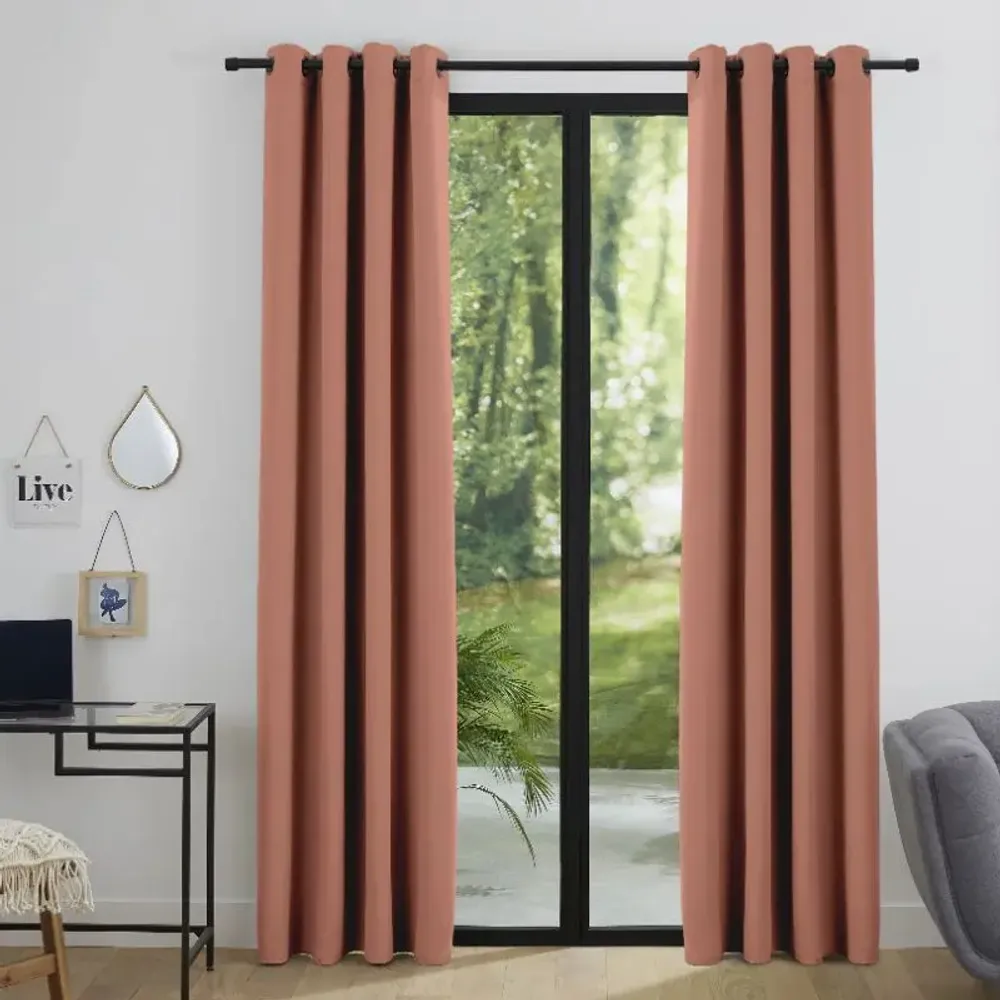 Rideaux et voilages - Rideau Occultant 140 x 260 cm Rose Boisé - COTON PUR