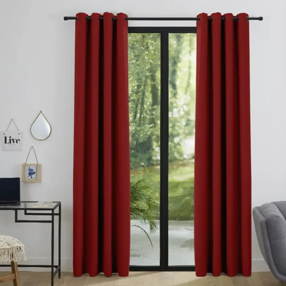 Rideaux et voilages - Rideau Occultant 140 x 260 cm Cerise - COTON PUR