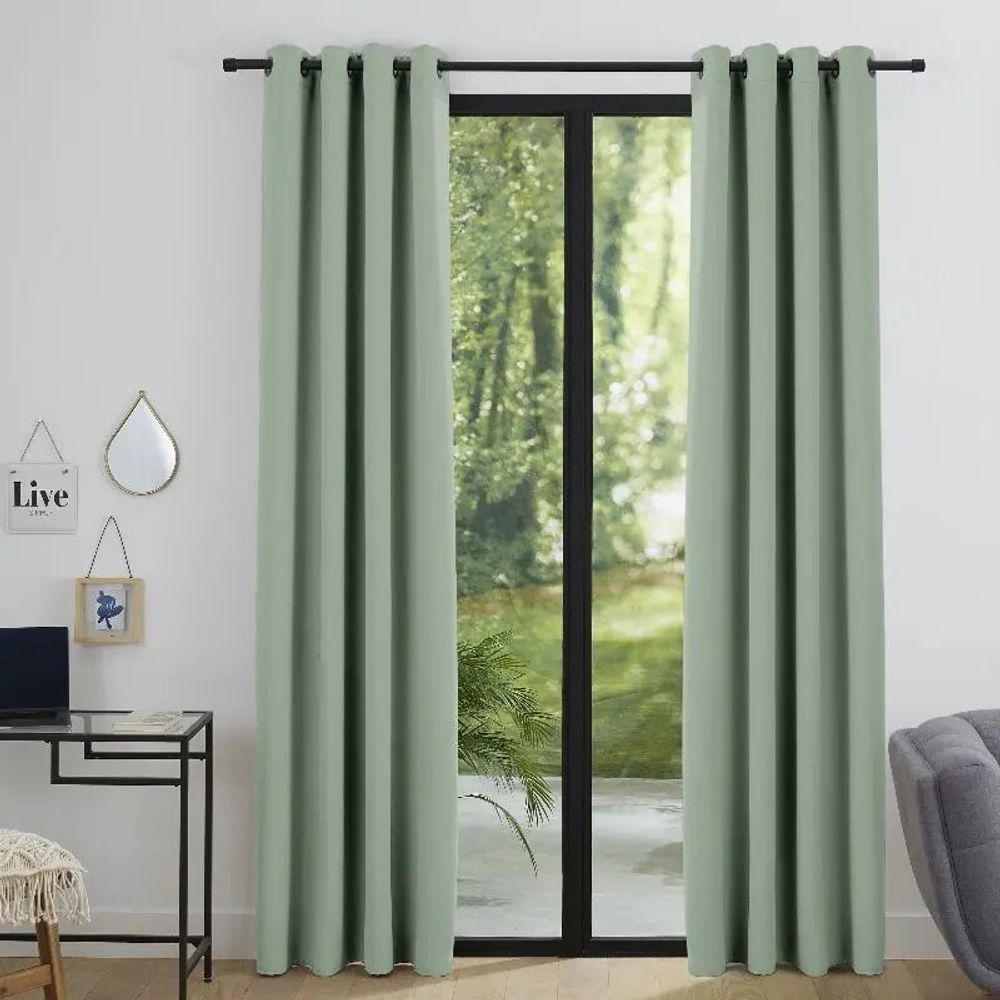 Curtains and window coverings - Blackout Curtain 140 x 260 cm Mint - COTON PUR