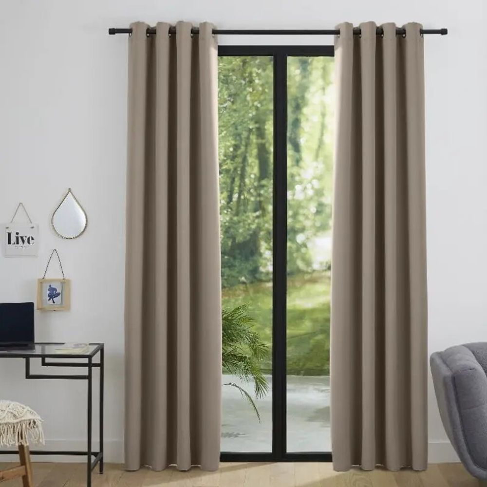 Rideaux et voilages - Rideau Occultant 140 x 260 cm Taupe - COTON PUR