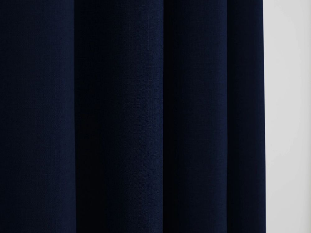 Curtains and window coverings - Pair of Eyelet Curtains "Linen Effect" 140 x 260 cm Moonlight deco Midnight Blue - COTON PUR