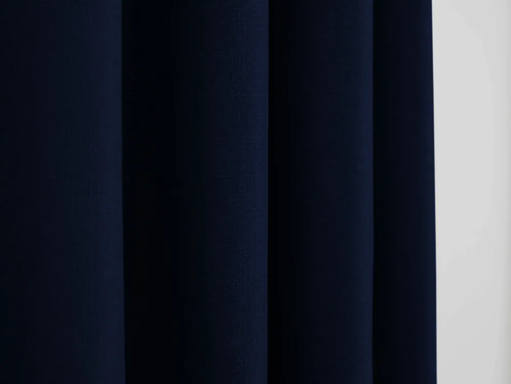 Curtains and window coverings - Pair of “Linen Effect” Eyelet Curtains 140 x 260 cm Moonlight deco Midnight Blue - COTON PUR