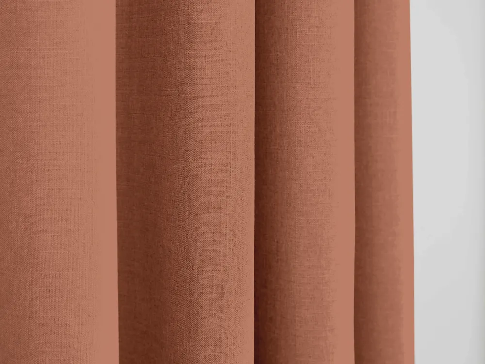 Curtains and window coverings - Pair of Eyelet Curtains "Linen Effect" 140 x 260 cm Moonlight deco Terracotta - COTON PUR