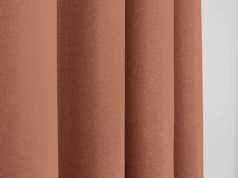 Rideaux et voilages - Paire de Rideaux À Œillets "Effet Lin" 140 x 260 cm Moonlight deco Terracotta - COTON PUR