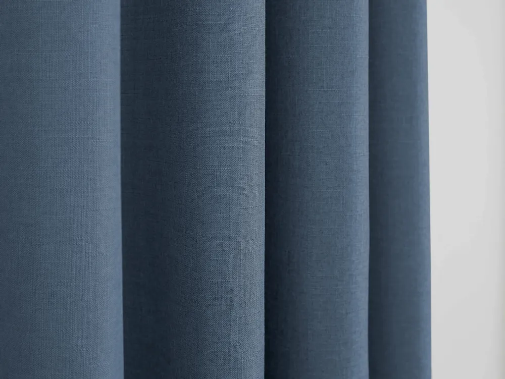 Curtains and window coverings - Pair of “Linen Effect” Eyelet Curtains 140 x 260 cm Moonlight Cornflower deco - COTON PUR