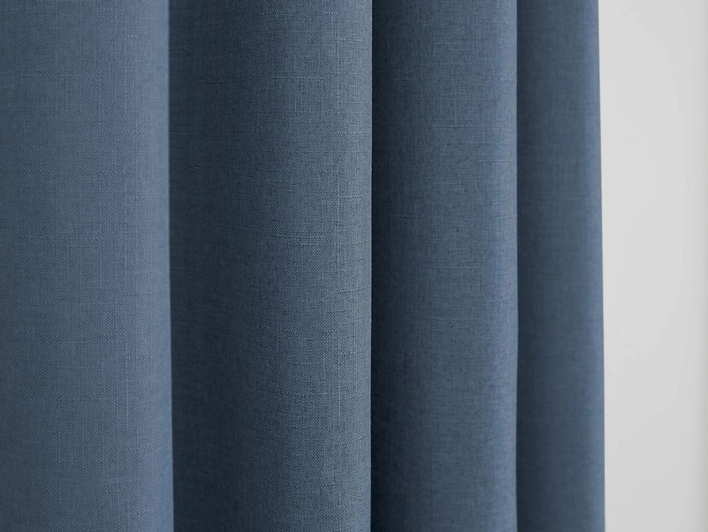 Curtains and window coverings - Pair of Eyelet Curtains "Linen Effect" 140 x 260 cm Moonlight deco Cornflower - COTON PUR