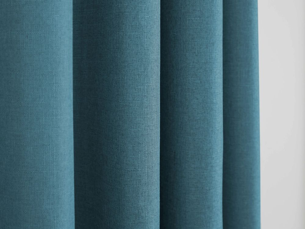 Curtains and window coverings - Pair of "Linen Effect" Eyelet Curtains 140 x 260 cm Moonlight deco Peacock - COTON PUR