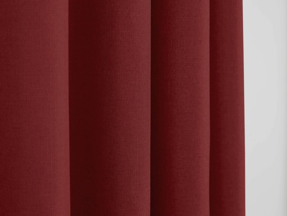 Curtains and window coverings - Pair of "Linen Effect" Eyelet Curtains 140 x 260 cm Moonlight deco Cherry - COTON PUR