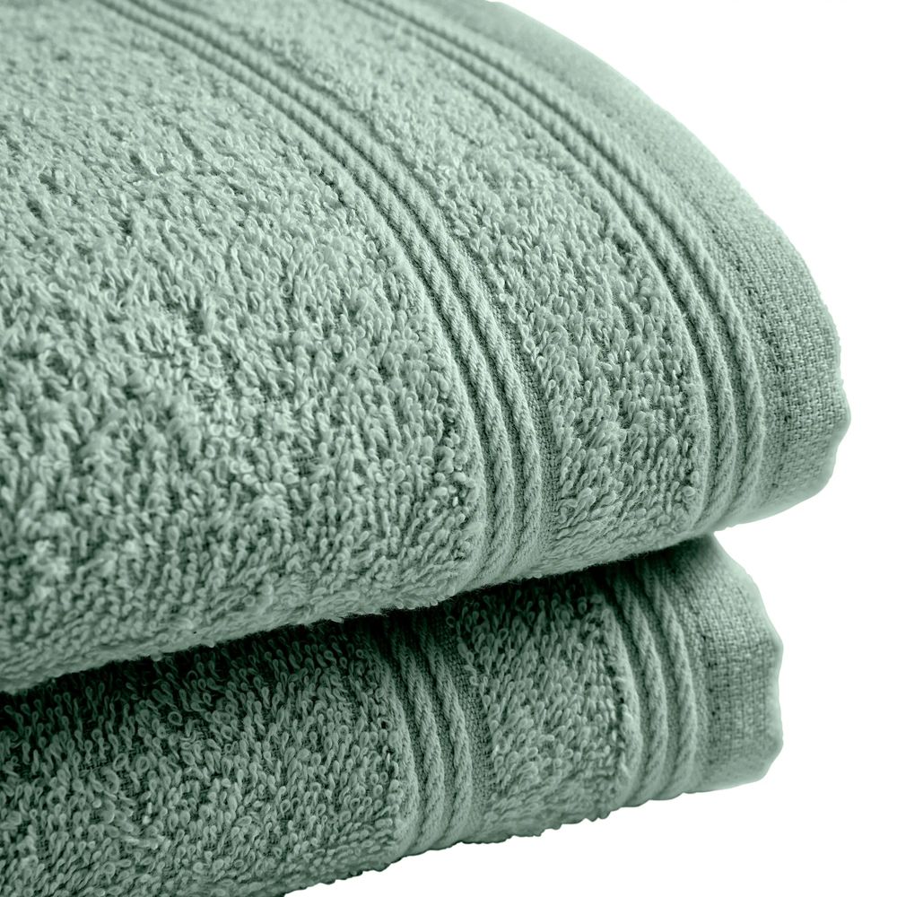Serviettes de bain - Lot de 2 Serviettes Invite Eponge 100% Coton "Spa" 30 x 50 cm Menthe - COTON PUR