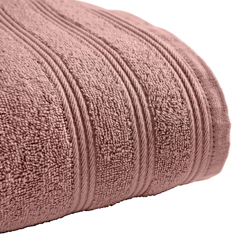 Serviettes de bain - Serviette de Toilette "Spa" 100% Coton 50 x 100 cm Vieux Rose - COTON PUR