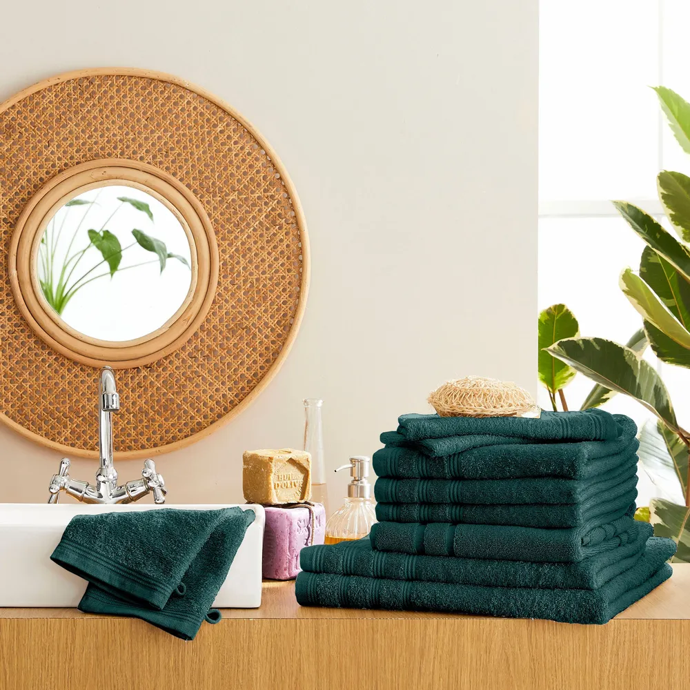 Autres linges de bain - Pack Éponge 10 Pièces "Spa" 100% Coton Emeraude - COTON PUR