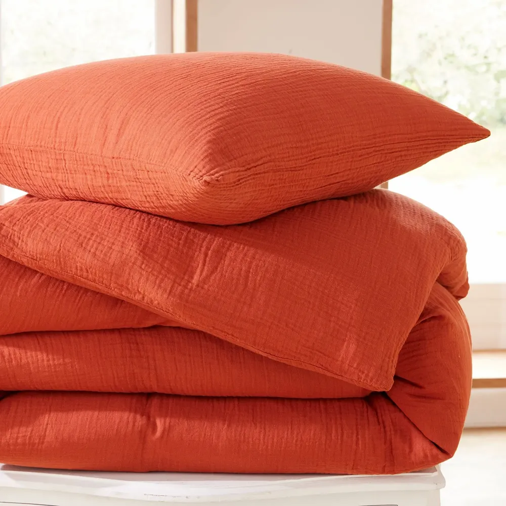 Bed linens - Cotton Gauze Duvet Set 140 x 200 cm + 1 Pillowcase 65 x 65 cm Terracotta - COTON PUR
