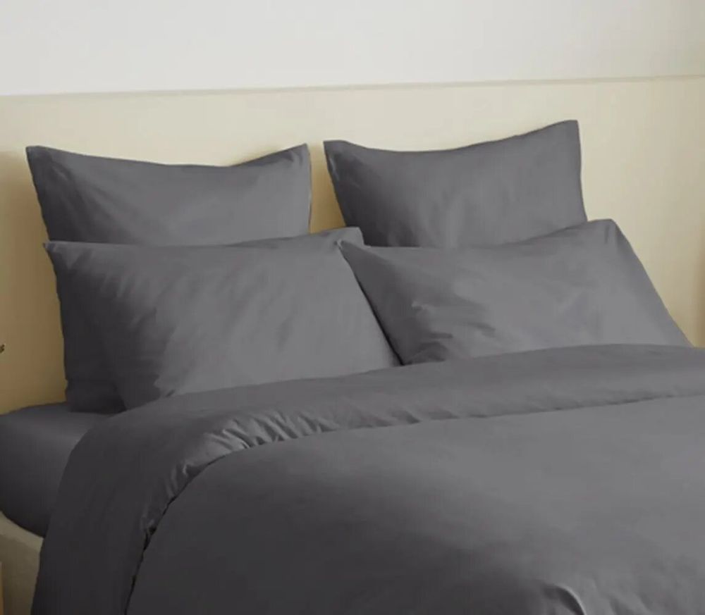 Linge de lit - Pack Complet Housse de couette Unicolore 240 x 260 cm - Drap housse 180 x 200 cm King Size - 100% Coton 57 Fils - COTON PUR