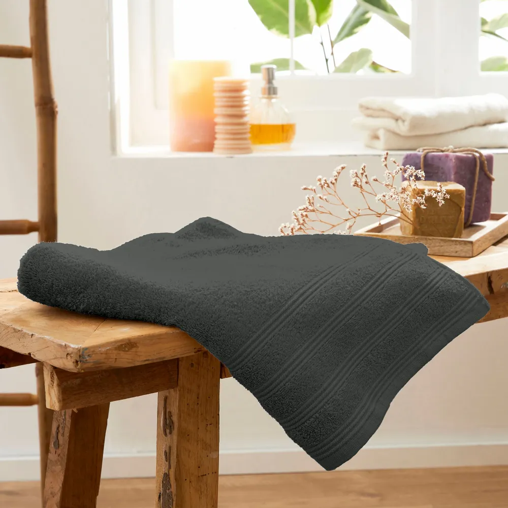 Bath towels - “Spa” Shower Towel 100% Cotton 70 x 140 cm Slate - COTON PUR