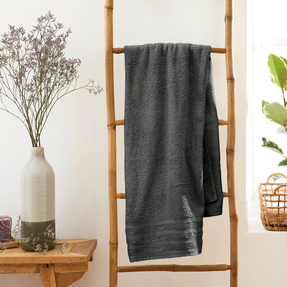 Serviettes de bain - Drap de Bain "Spa" 100% Coton 90 x 150 cm Ardoise - COTON PUR
