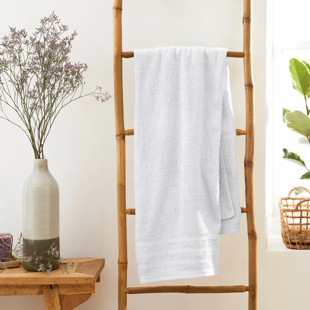 Bath towels - "Spa" Bath Towel 100% Cotton 90 x 150 cm Snow - COTON PUR