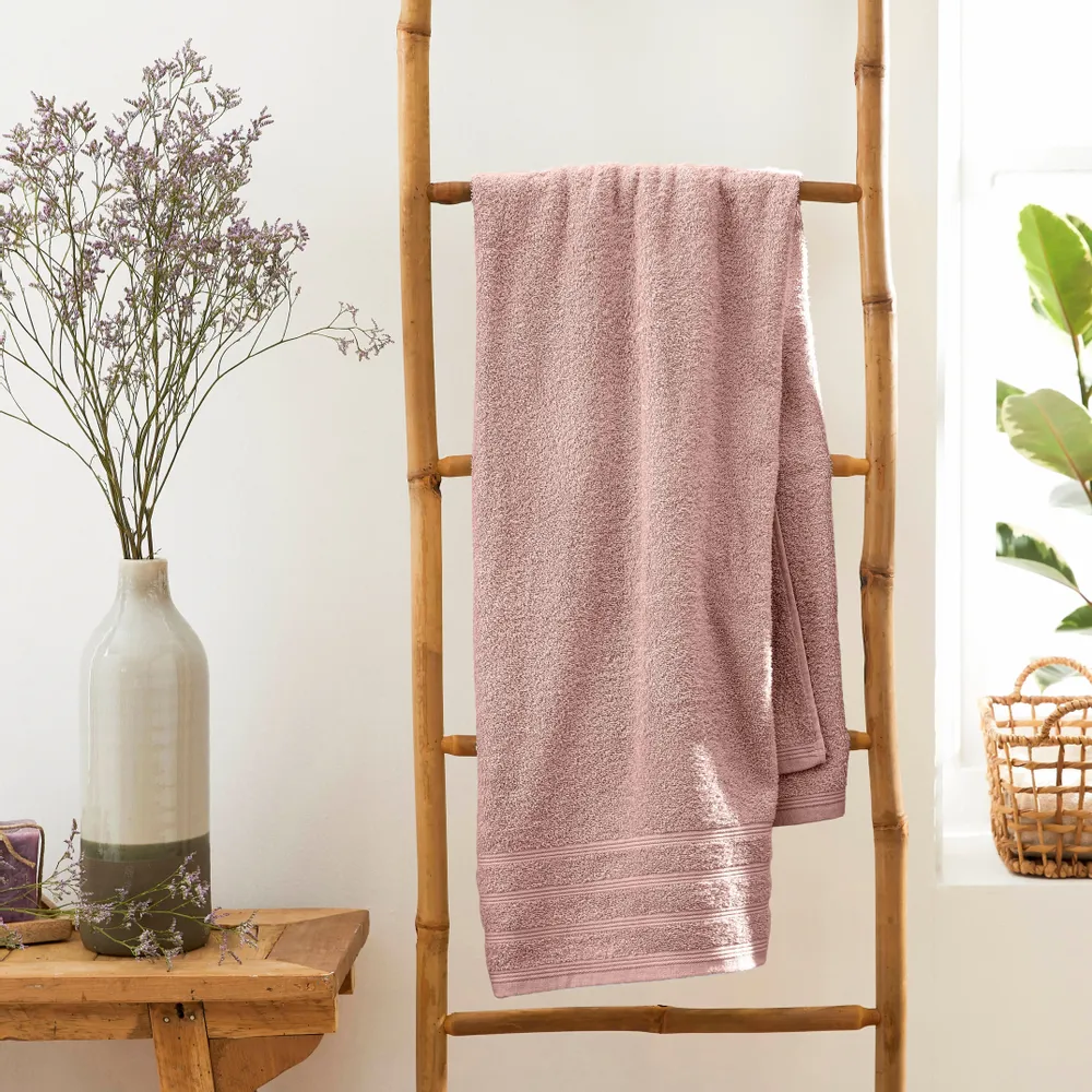 Bath towels - "Spa" Bath Towel 100% Cotton 90 x 150 cm Old Pink - COTON PUR